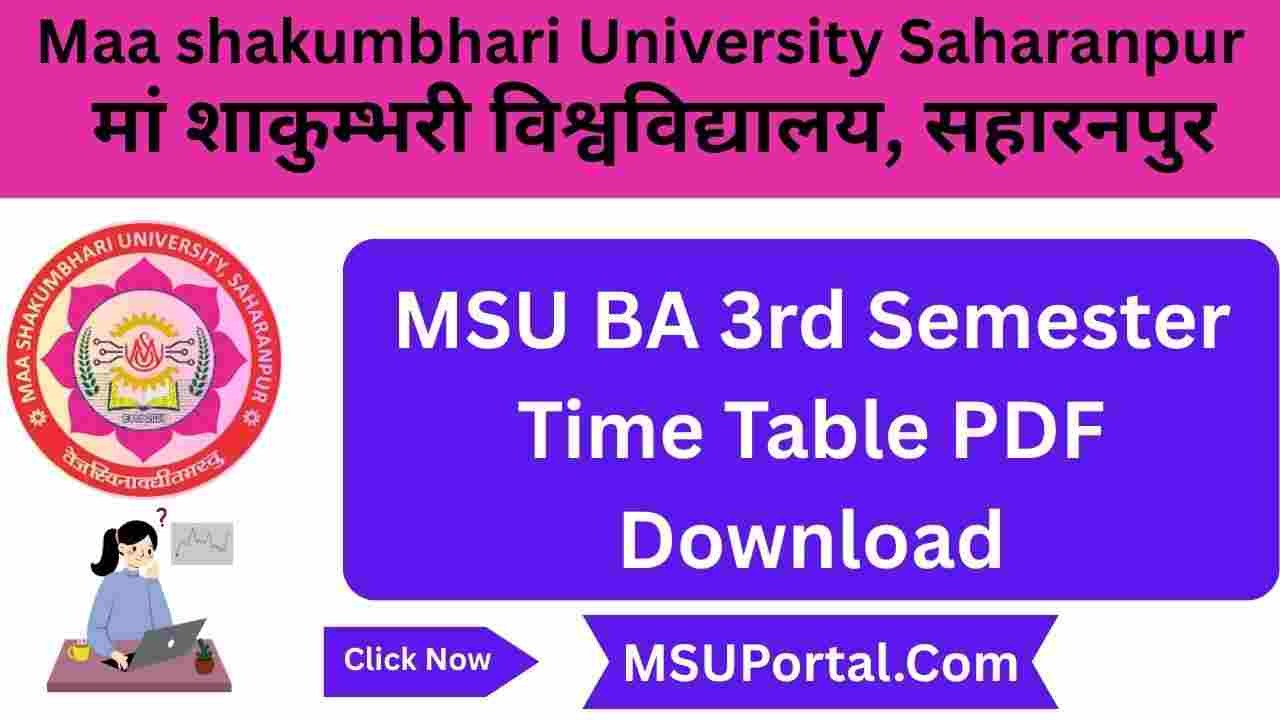 MSU BA 3rd Semester Time Table PDF Download