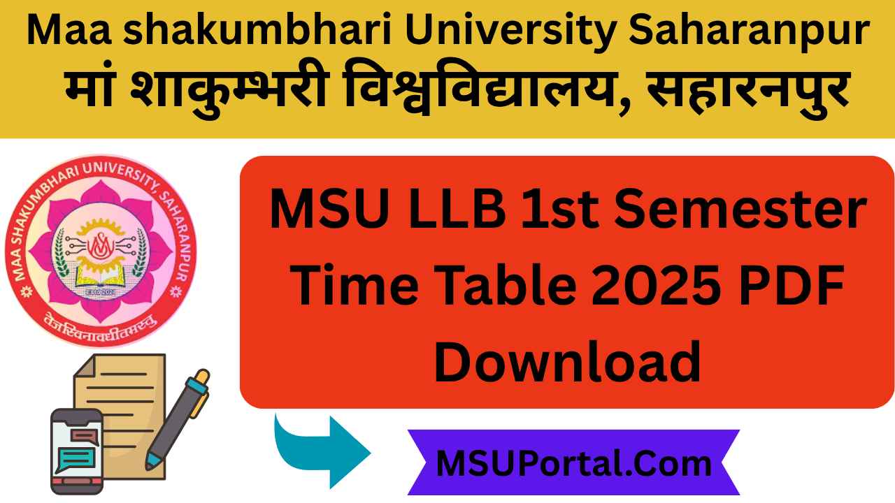MSU LLB 1st Semester Time Table PDF Download