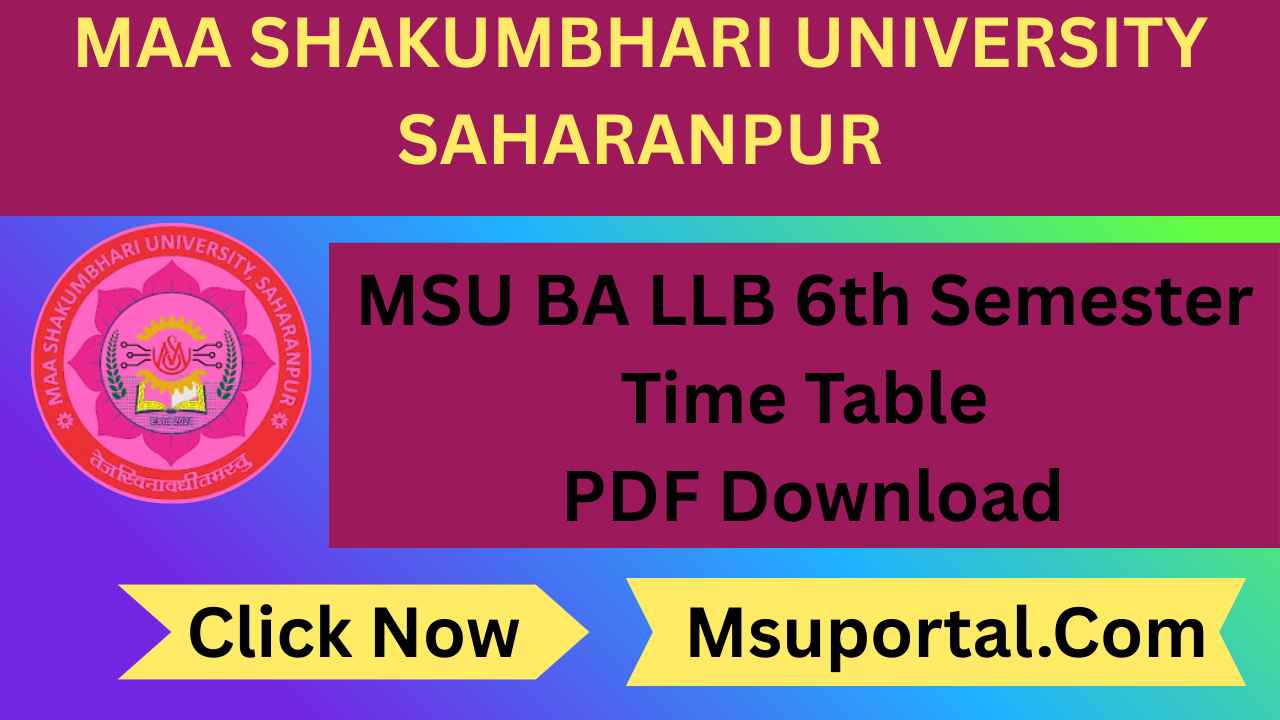 MSU BA LLB 6th Semester Time Table PDF Download