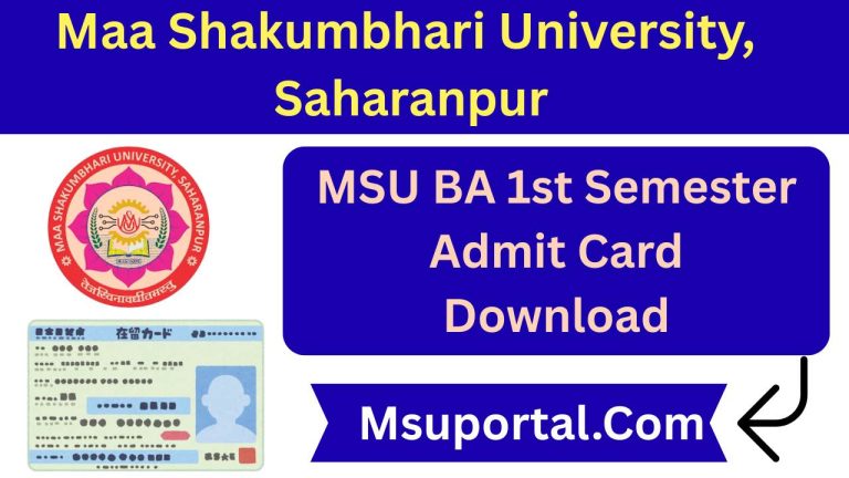 MSU BA 1st Semester Admit Card Download