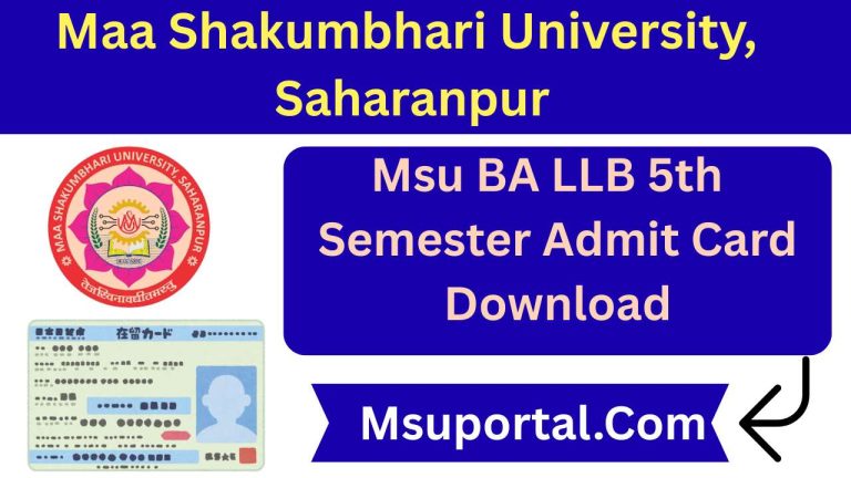 MSU BA LLB 5th Semester Admit Card Download