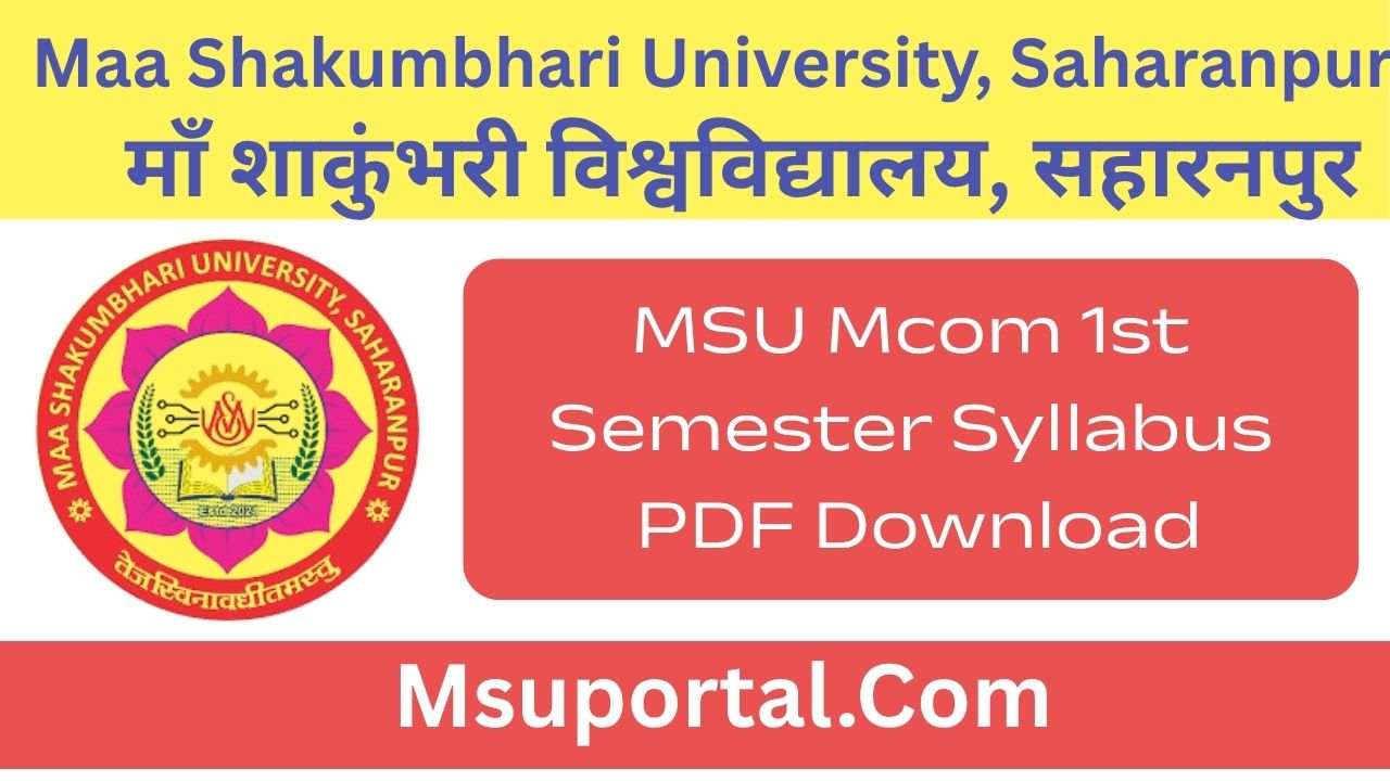 MSU Mcom 1st Semester Syllabus PDF Download