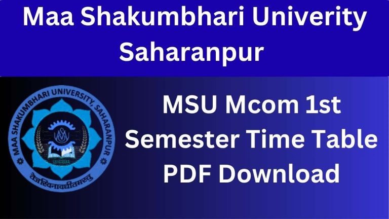 MSU Mcom 1st Semester Time PDF Download
