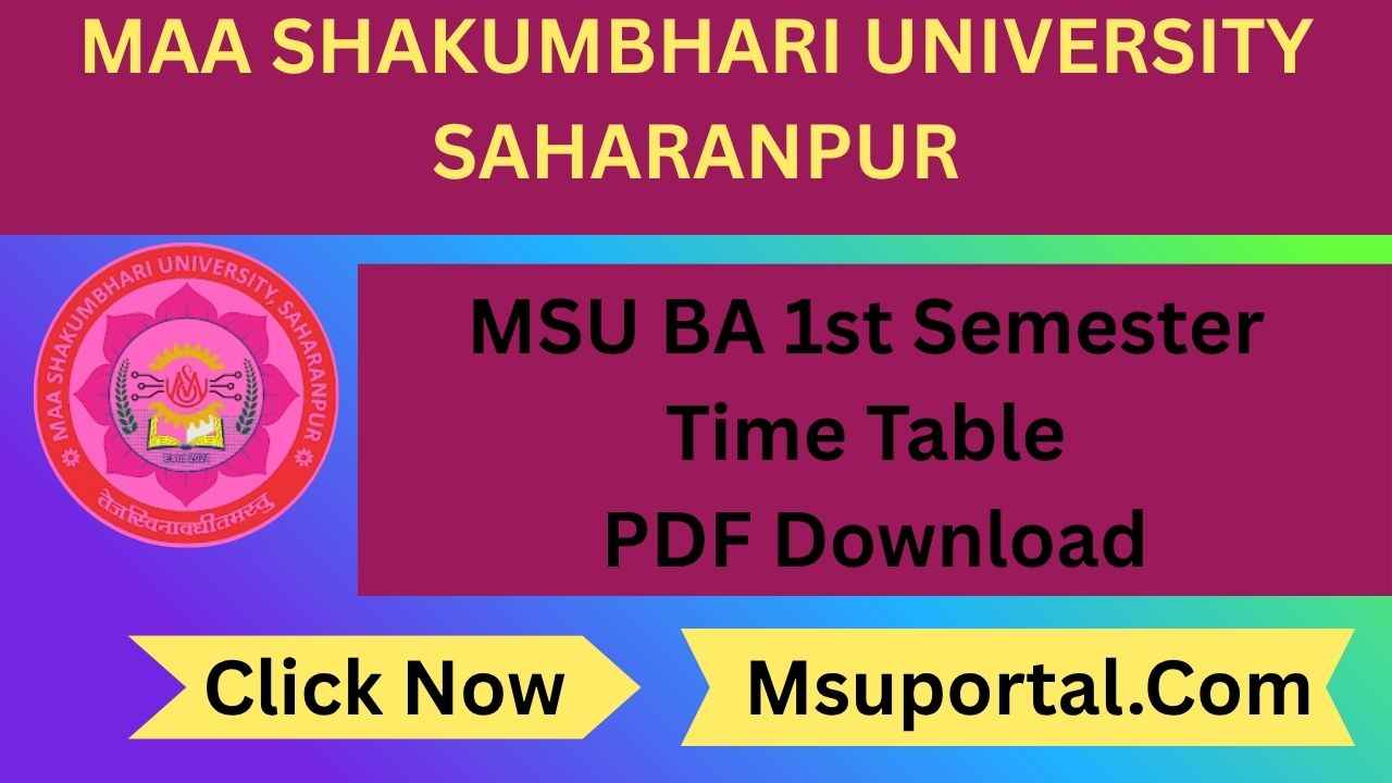 MSU BA 1st Semester Time Table PDF Download