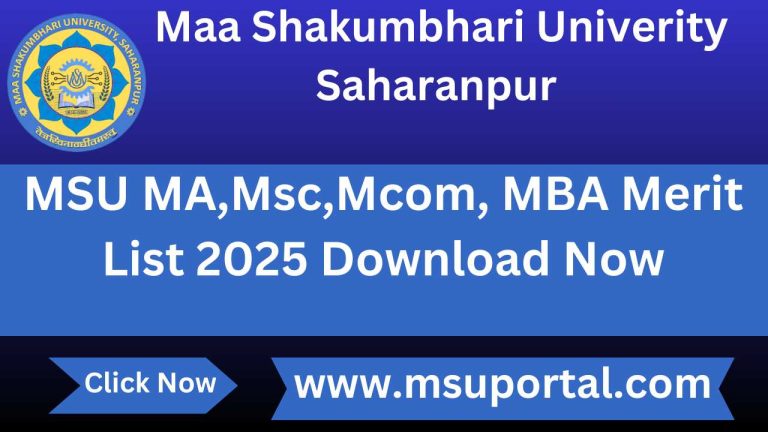 MSU MA,Msc,Mcom, MBA Merit List 2025 Download Now