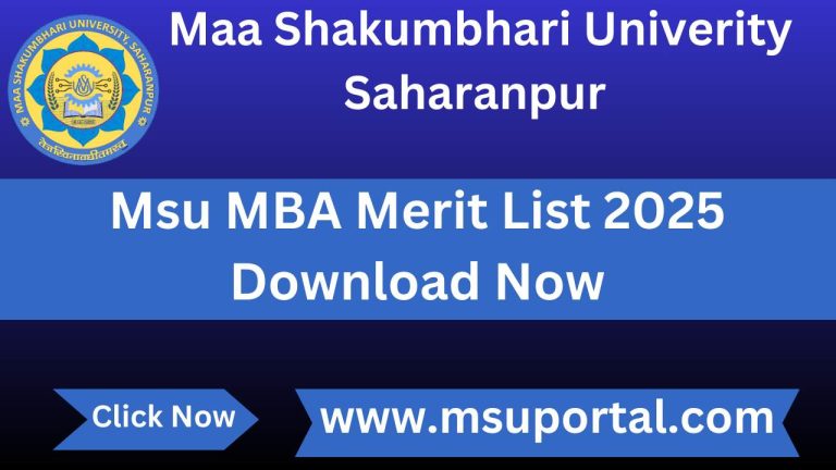 Msu MBA Merit List 2025 Download Now