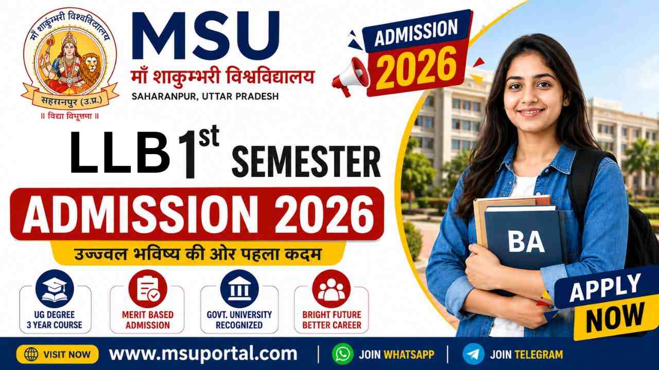 MSU LLB 1st Semester Admission 2026-Application Form | last Date | Form Fee