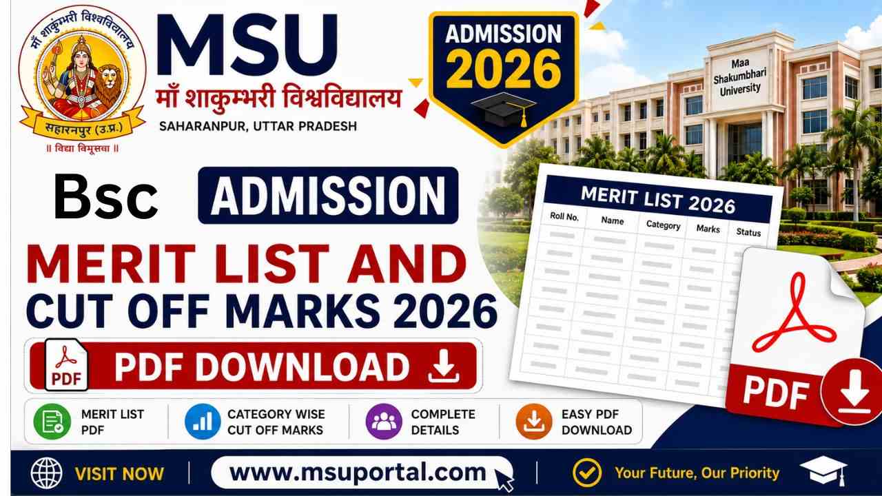 MSU Bsc 1st Semester Merit List And Cut Off Marks 2026 PDF Download
