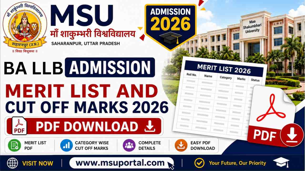 MSU BA LLB 1st Semester Merit List And Cut Off Marks 2026 PDF Download