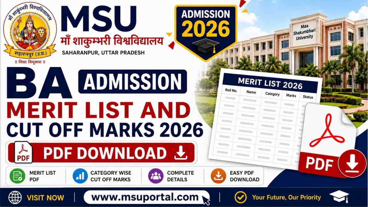 MSU BA Admission Merit List And Cut Off Marks 2026 PDF Download